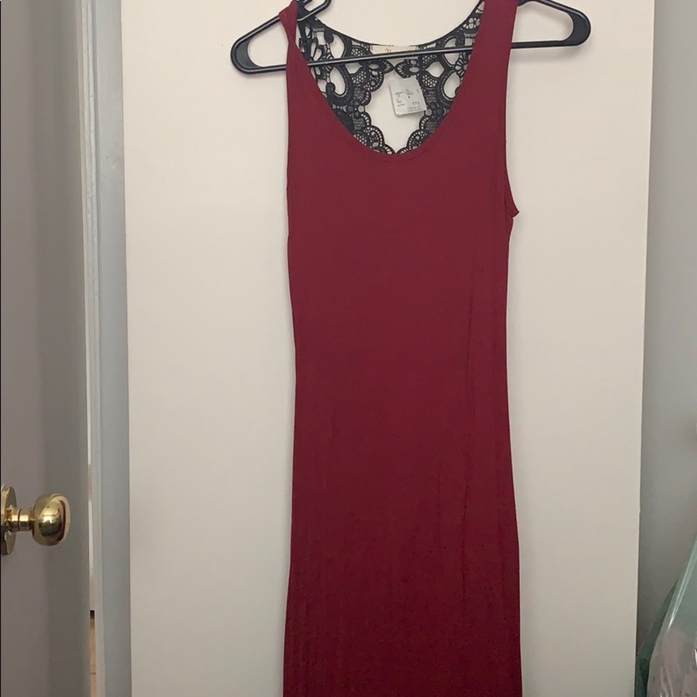 Long sangria red dress